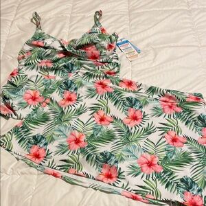 Floral Tropical Print 2 Piece Swim Suit, NWT